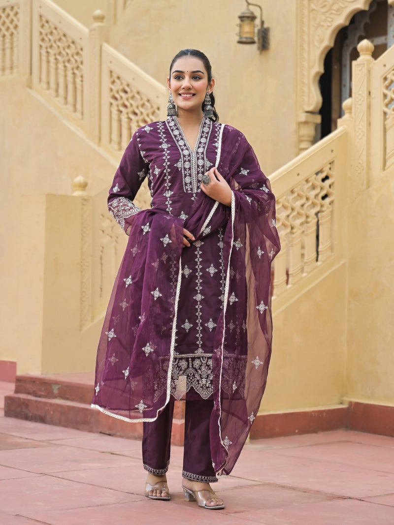 Shifory Wine 3-Piece Ethnic Wear Set for Women - Image 1